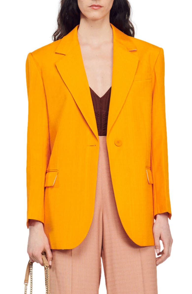 SANDRO Harper One-Button Blazer, Alternate, color, Orange