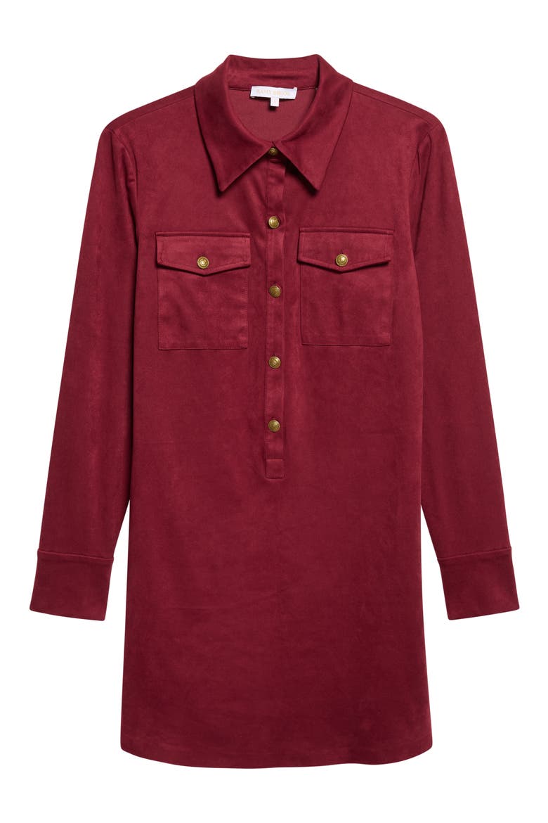 Maria Long Sleeve Shirtdress, Alternate, color, CRANBERRY