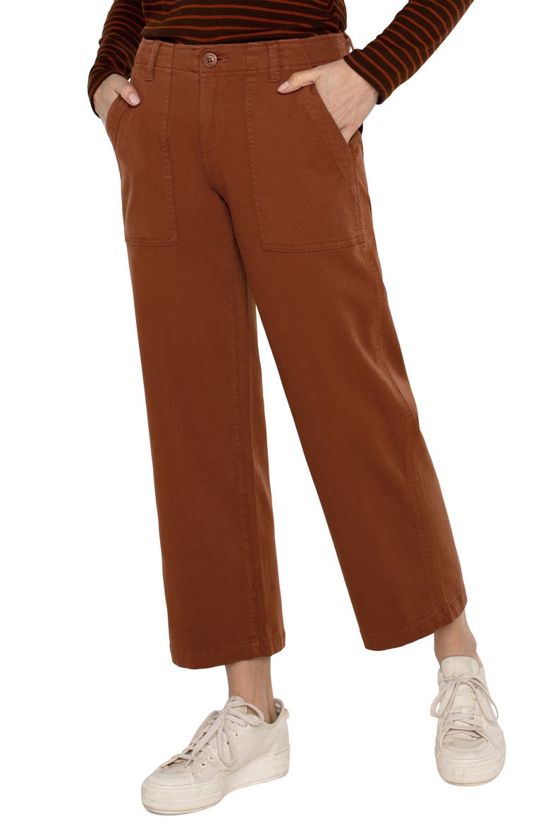 Crop Wide Leg Twill Cargo Pants, Alternate, color, BURLYWOOD