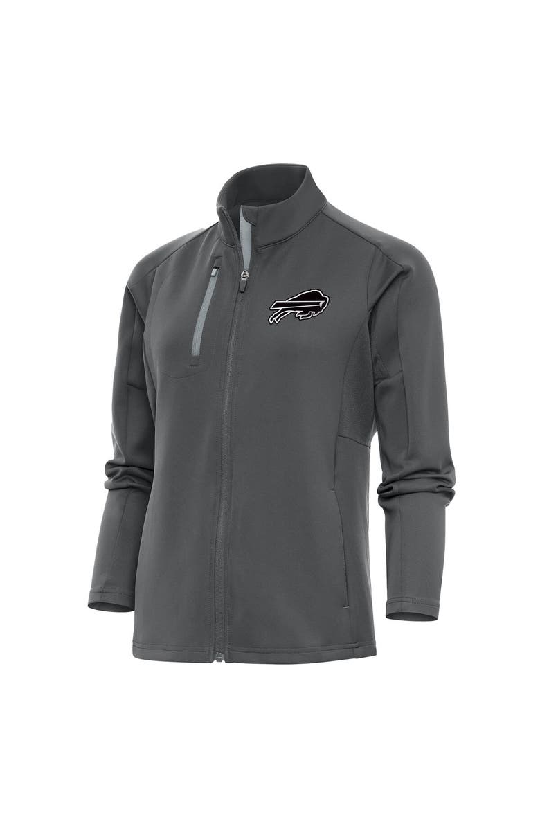 ANTIGUA Women's Antigua Charcoal/Silver Buffalo Bills Metallic Logo Generation Full-Zip Jacket, Main, color,