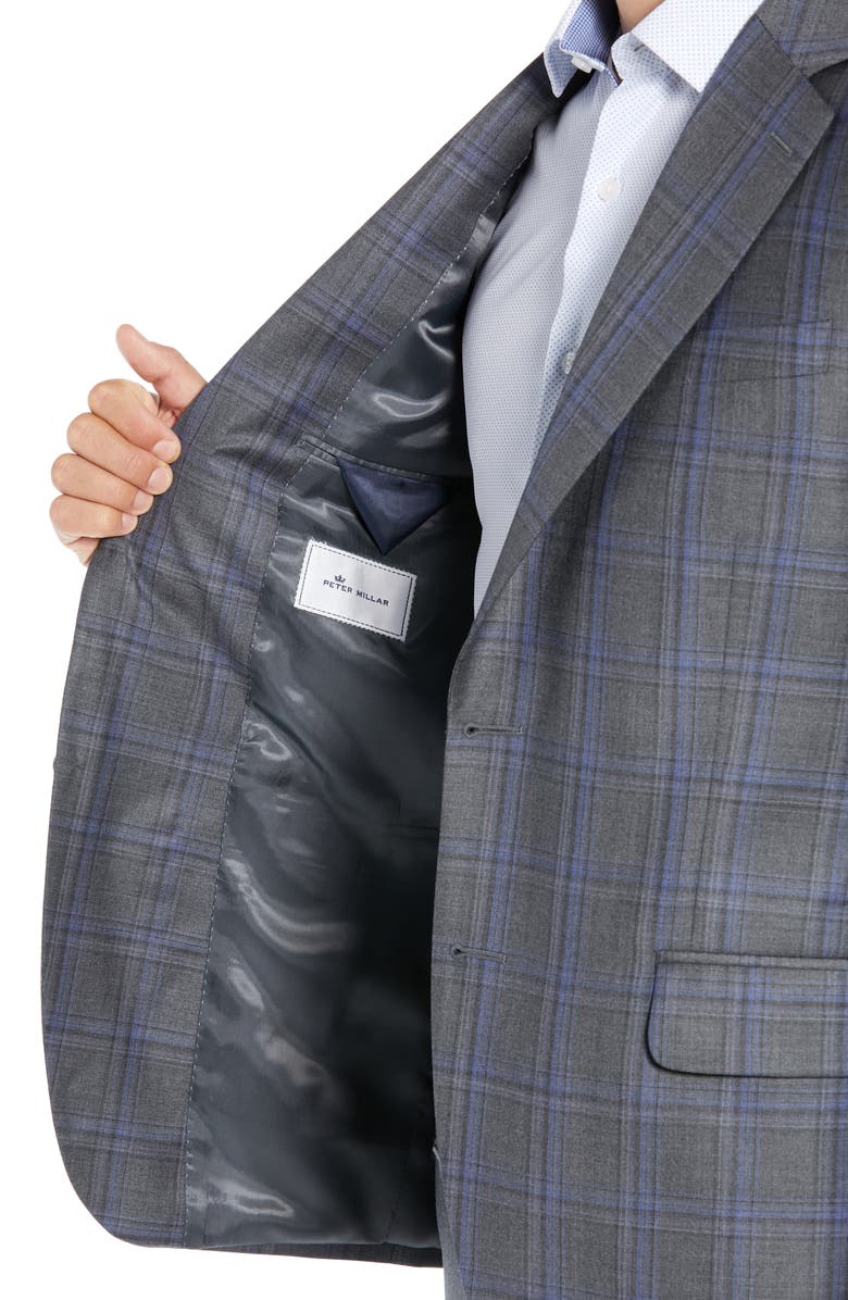 Peter Millar Classic Fit Grey Plaid Sport Coat, Alternate, color, 