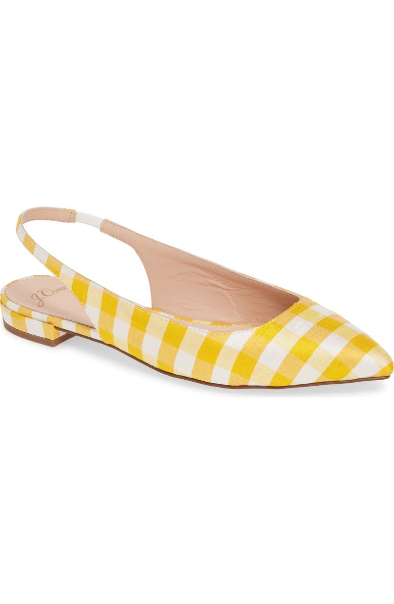 J.Crew Gingham Pointed Toe Slingback Flat, Main, color,