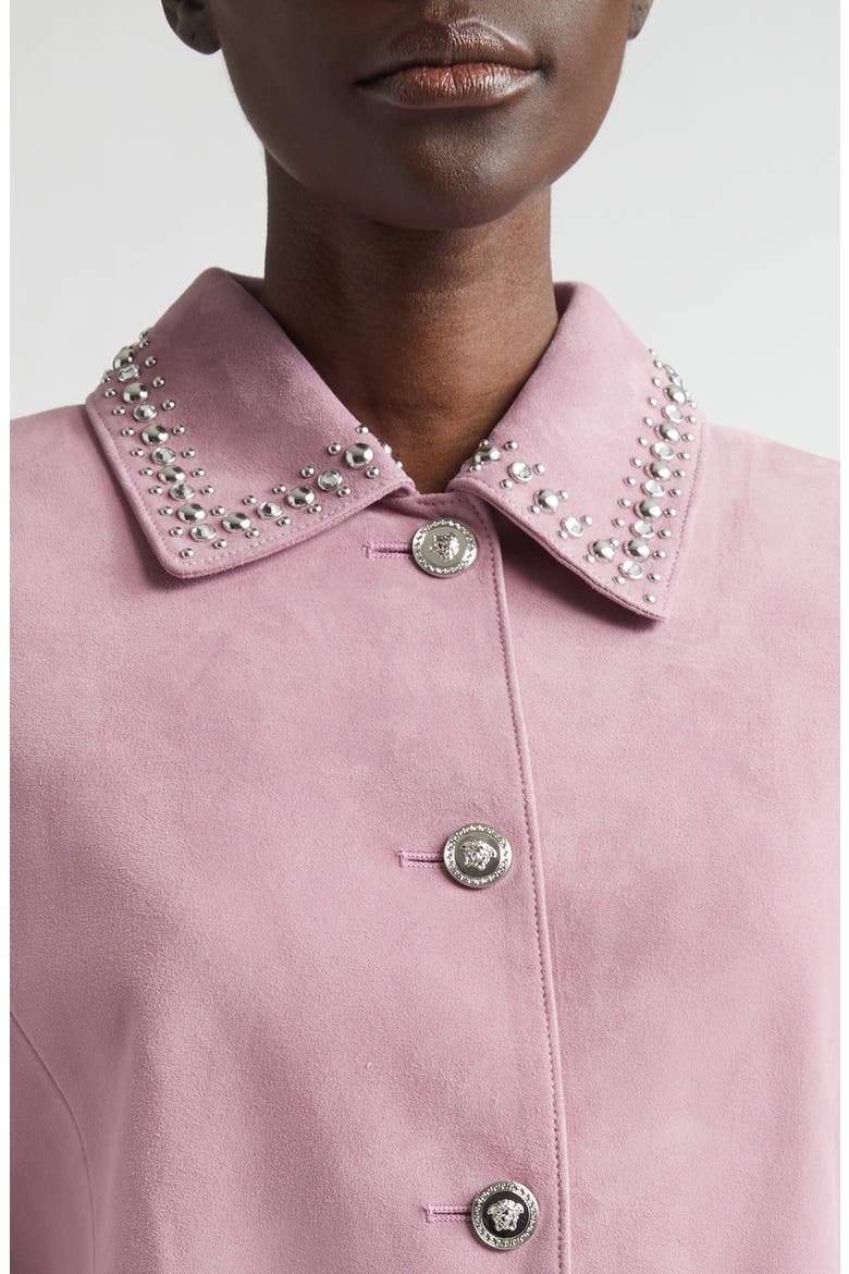 Studded Collar Suede Jacket, Alternate, color, DUSTY MAUVE