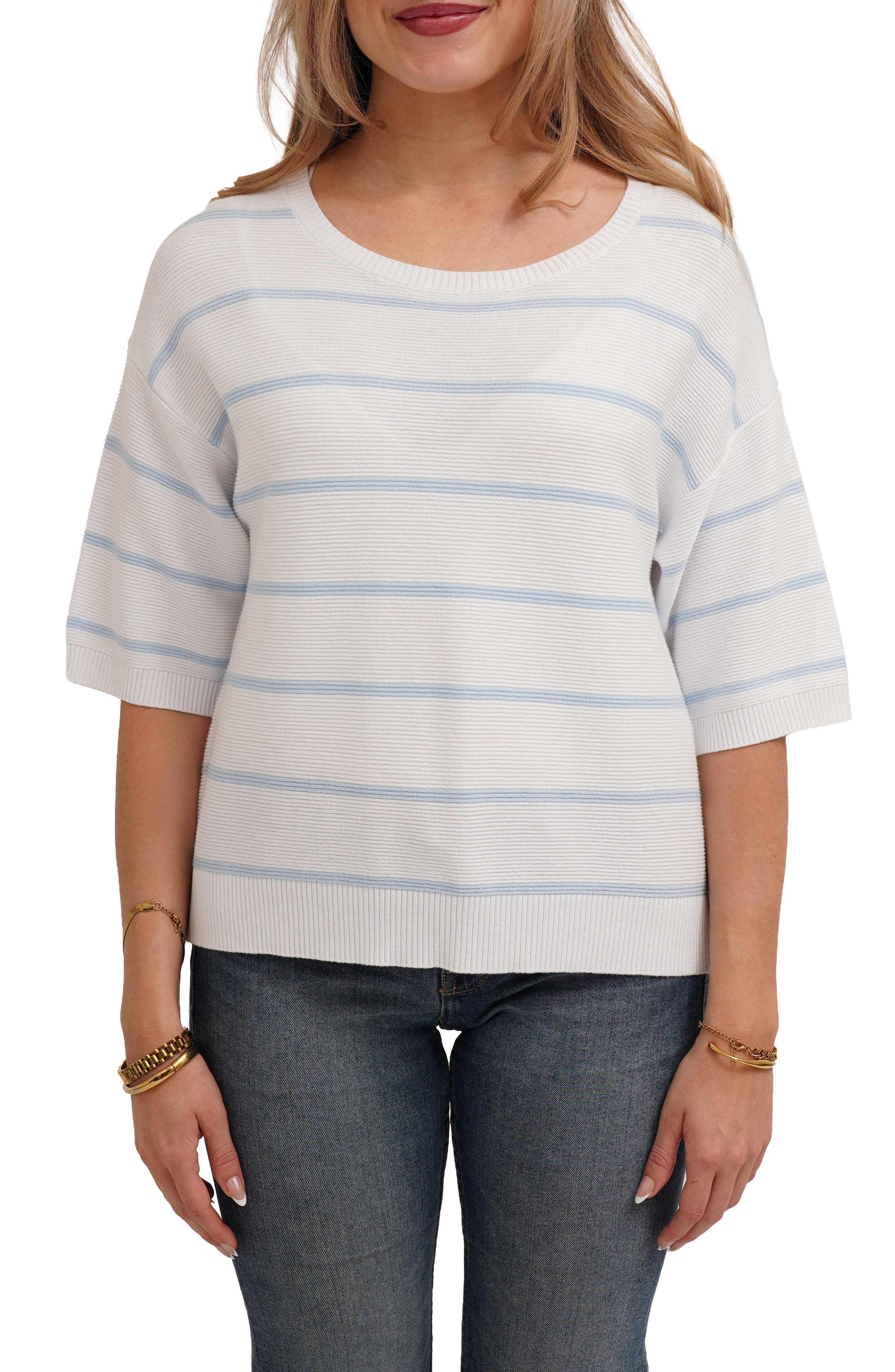 CYRUS Striped Short Sleeve Sweater