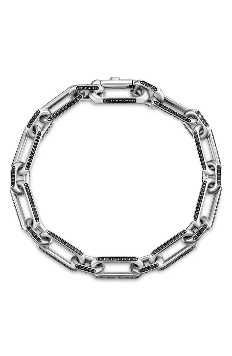 David Yurman Men's Elongated Open Link Chain Bracelet with Pavé Black Diamonds, Alternate, color,