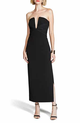 HALSTON Marguerite Strapless Cotton Blend Crepe Midi Dress