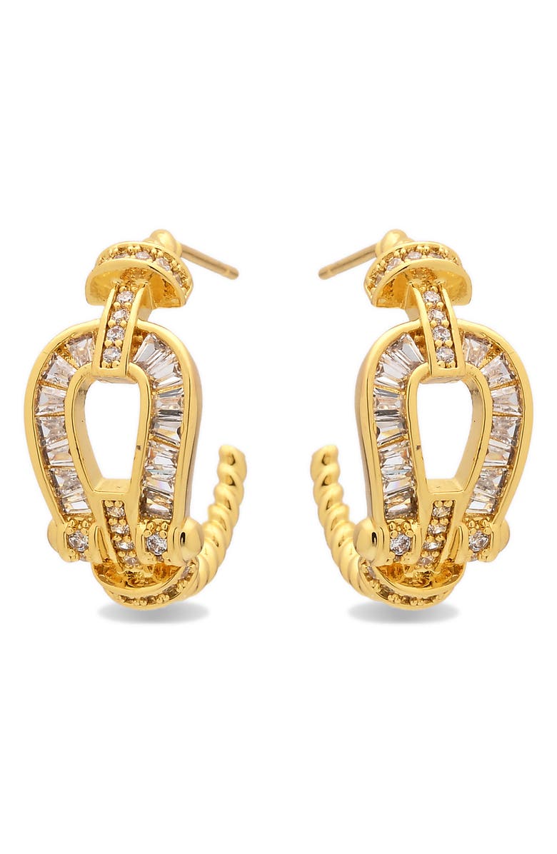 EYE CANDY LOS ANGELES Brigitte Cubic Zirconia Bit Hoop Earrings, Alternate, color, Gold
