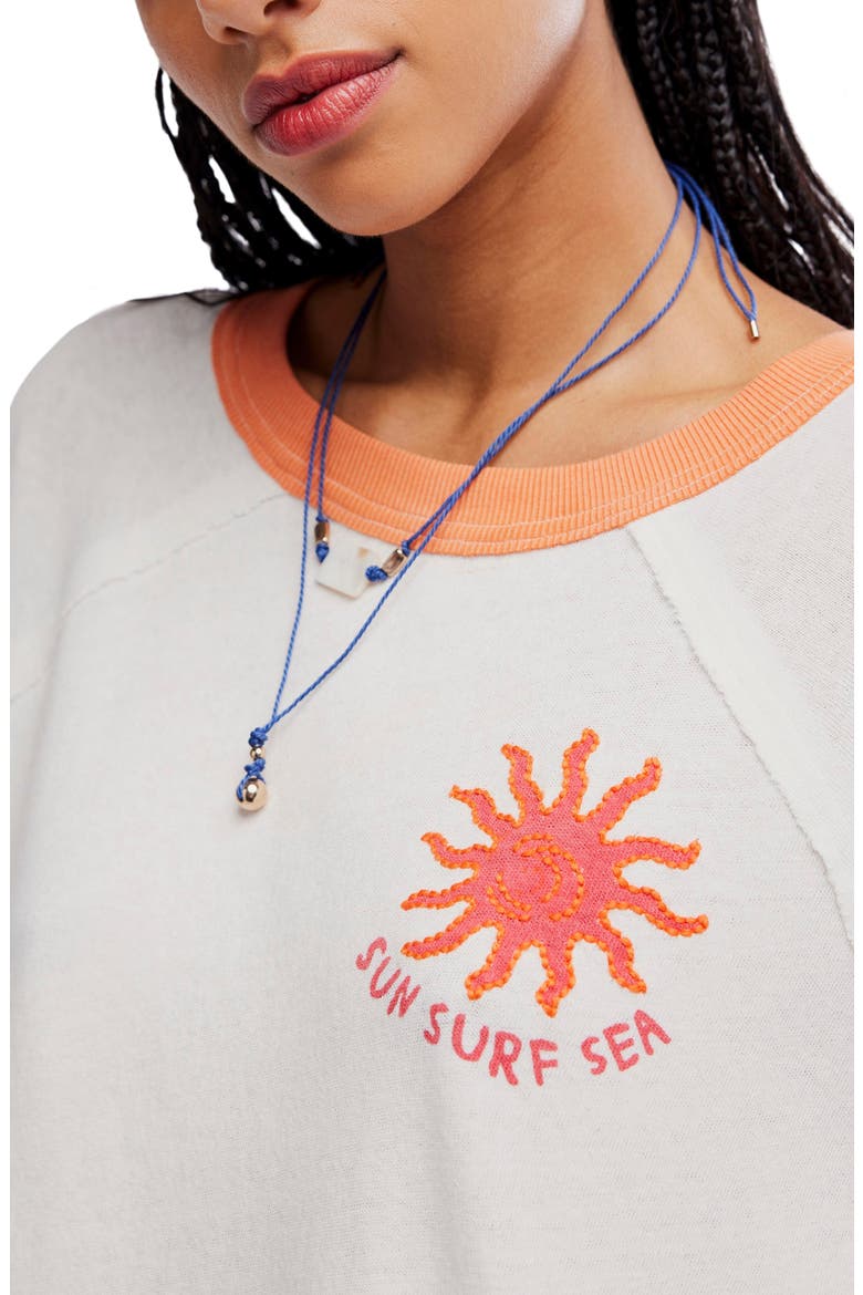 Guilia Graphic Oversized Embroidered Cotton T-Shirt, Alternate, color, SUMMER CREAM COMBO