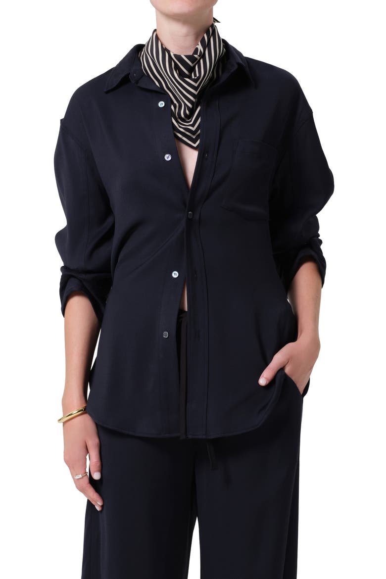 Kayla Oversize Button-Up Shirt, Main, color, NAVY