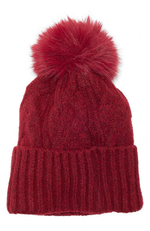 Melrose And Market Faux Fur Pompom Beanie In Red