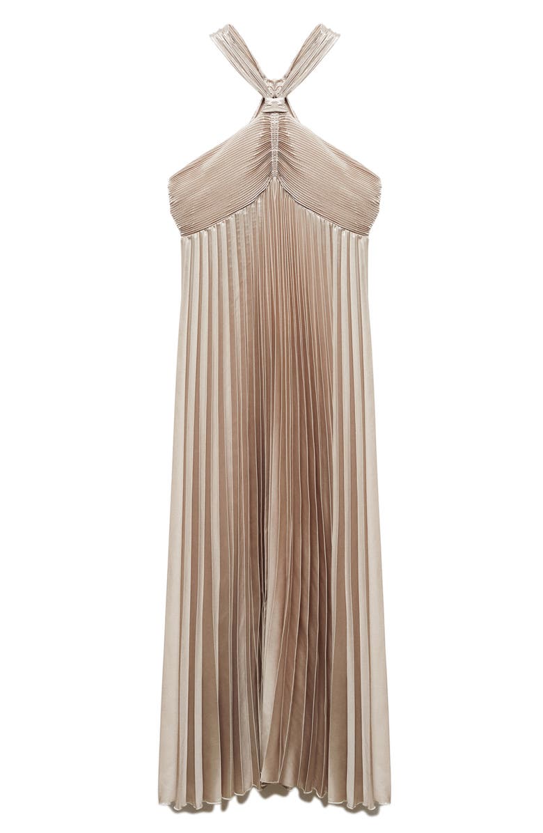 MANGO Pleated Cross Back Dress, Alternate, color, 