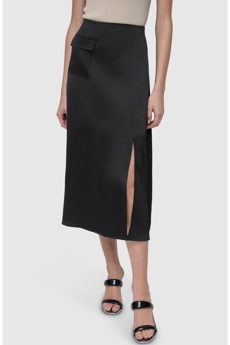 Cargo Pocket Sateen Skirt, Main, color, BLACK