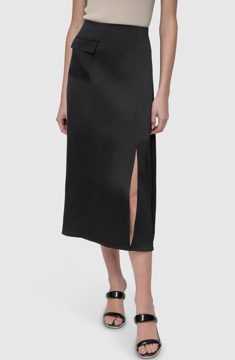 DKNY Cargo Pocket Sateen Skirt, Main, color, Black