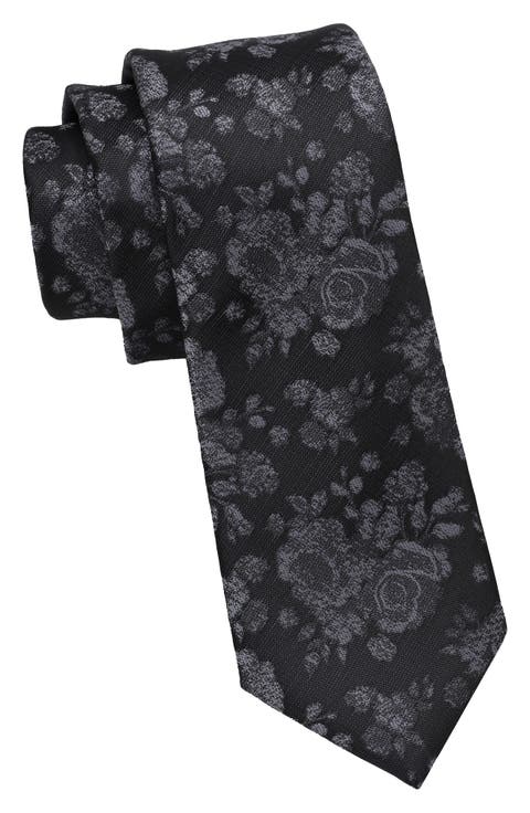 Photo Print Floral Tie