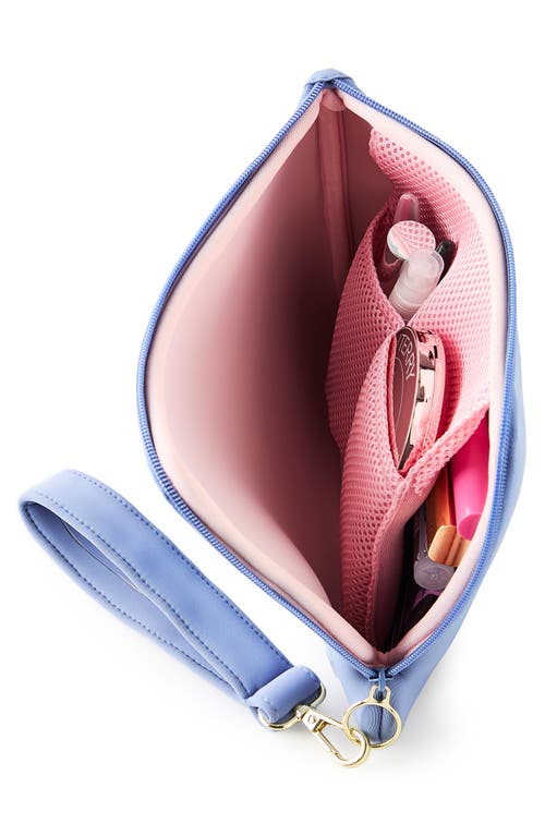 Kusshi Scuba Knit Wristlet Pouch In Pearl Blue/sand Pink