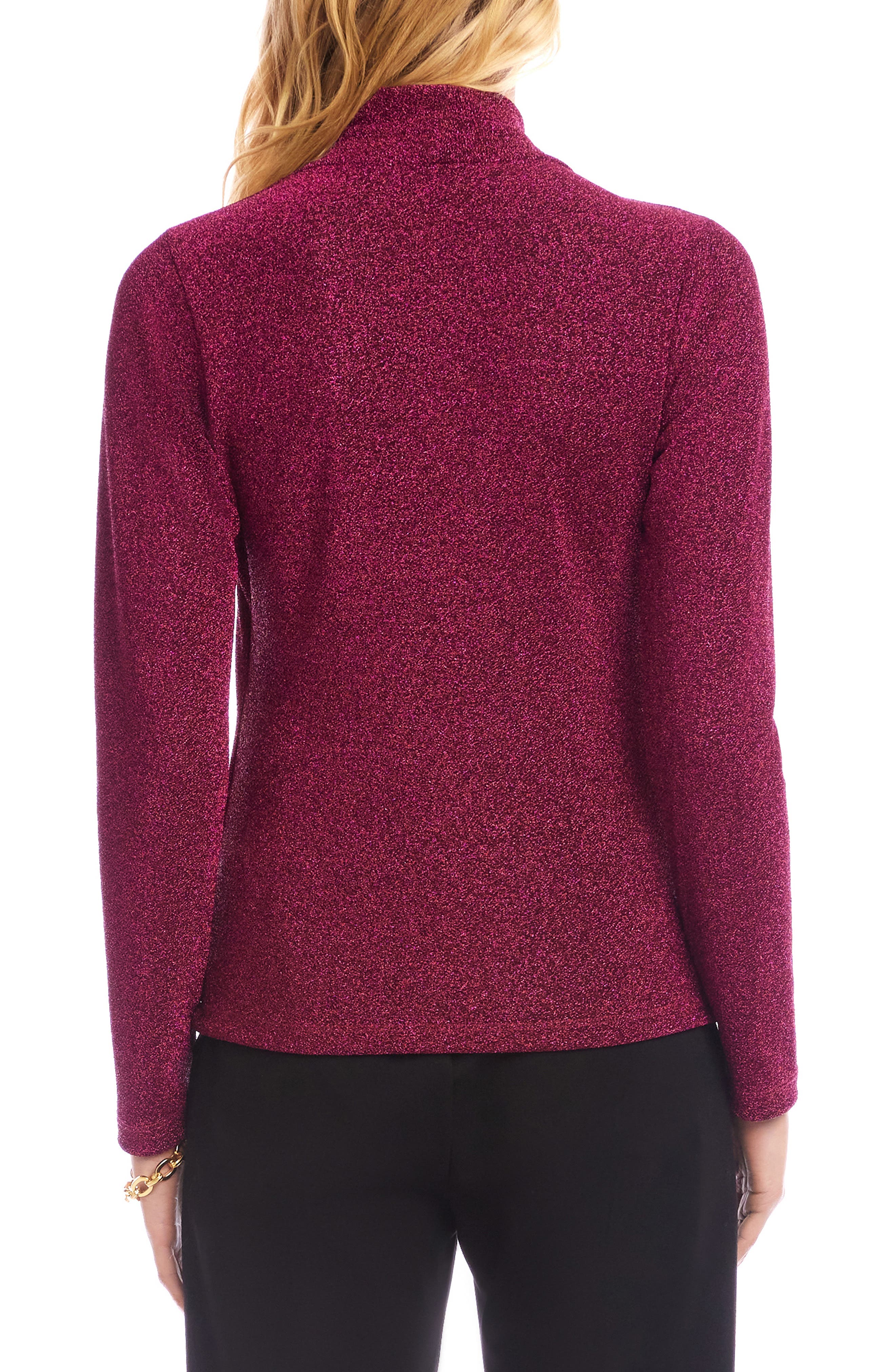 Metallic Knit Crossover Neck Top - image 2