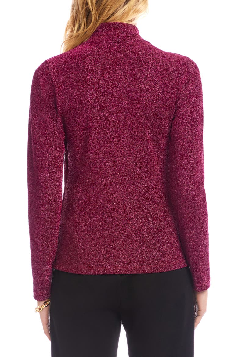 Metallic Knit Crossover Neck Top, Alternate, color, MAGENTA