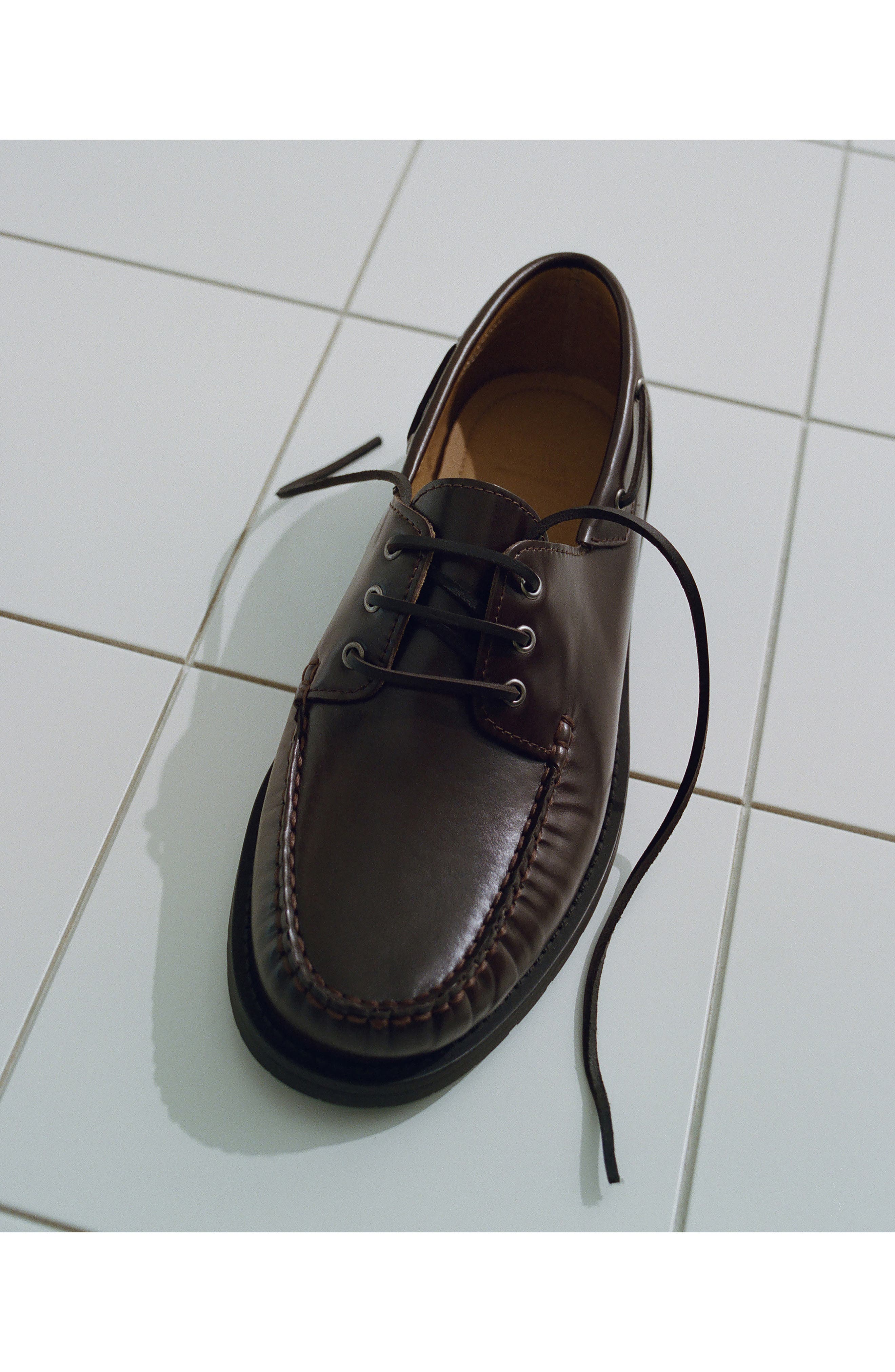Leather Deck Shoe, Alternate, color, BROWN