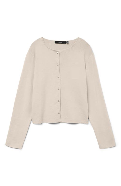 Vero Moda Kristi Faux Pearl Button Cardigan In Brown