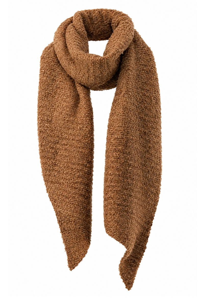 Ribbed Whipstitch Scarf, Alternate, color, BROWN