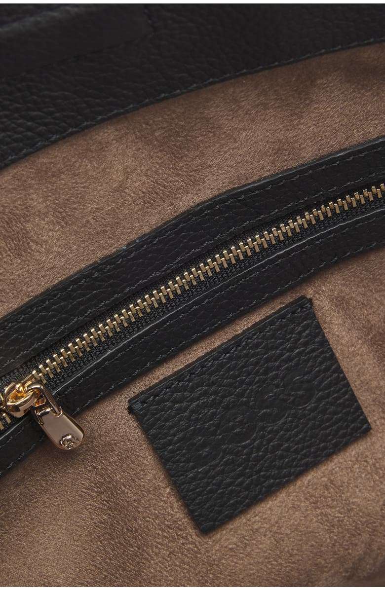 HUGO Lenah Leather Shoulder Bag, Alternate, color, Black