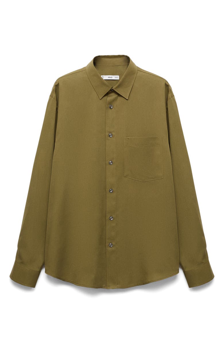 MANGO Relaxed Fit Button-Up Shirt, Alternate, color, Olive Green