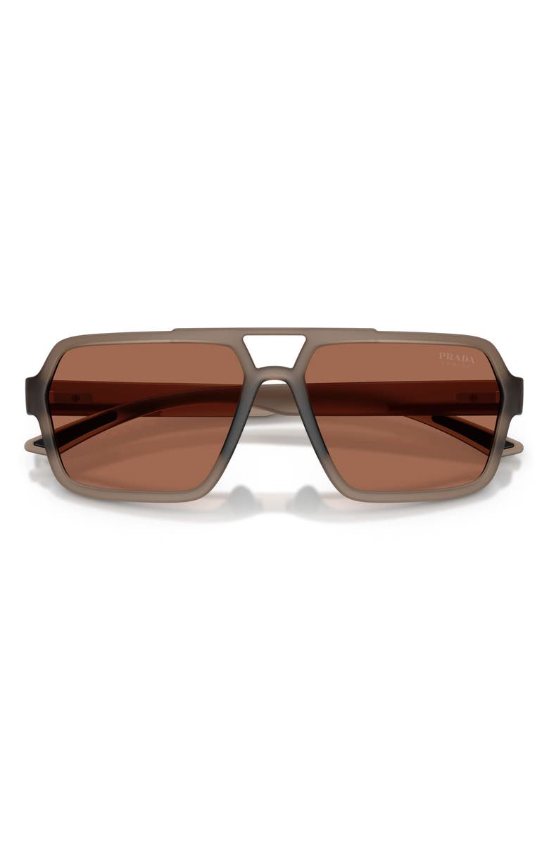 Prada Linea Rossa 59mm Pilot Sunglasses, Alternate, color, Transparent Brown / Brown
