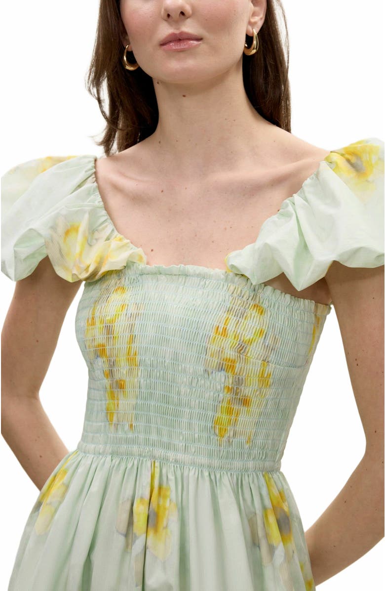 Rebecca Taylor Yara Poplin Midi Dress, Alternate, color, Sage Combo