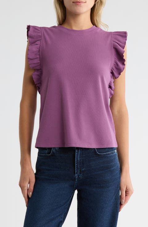 Ruffle Cap Sleeve Top
