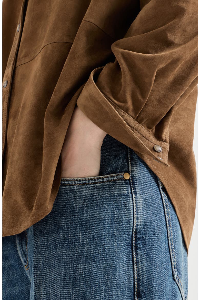 Suede shirt with monili, Alternate, color, Light Brown