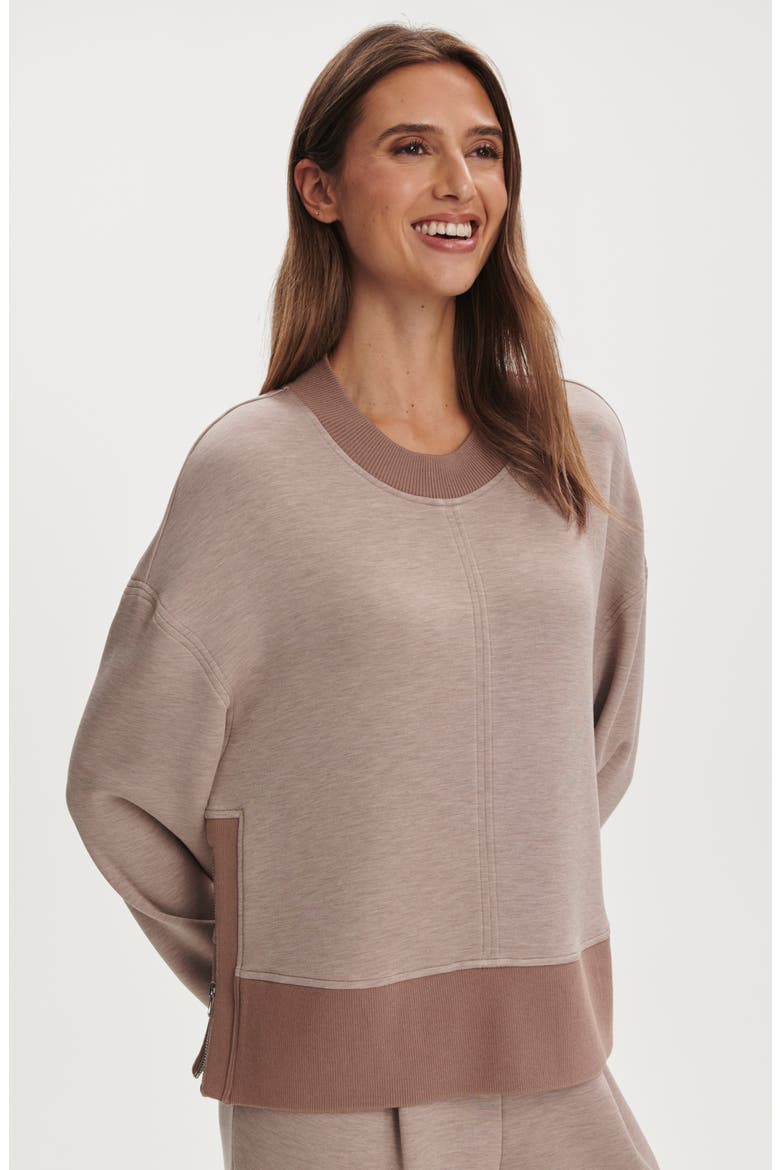 Philippe Crop Sweatshirt, Alternate, color, TAUPE MARL / GINGER SNAP