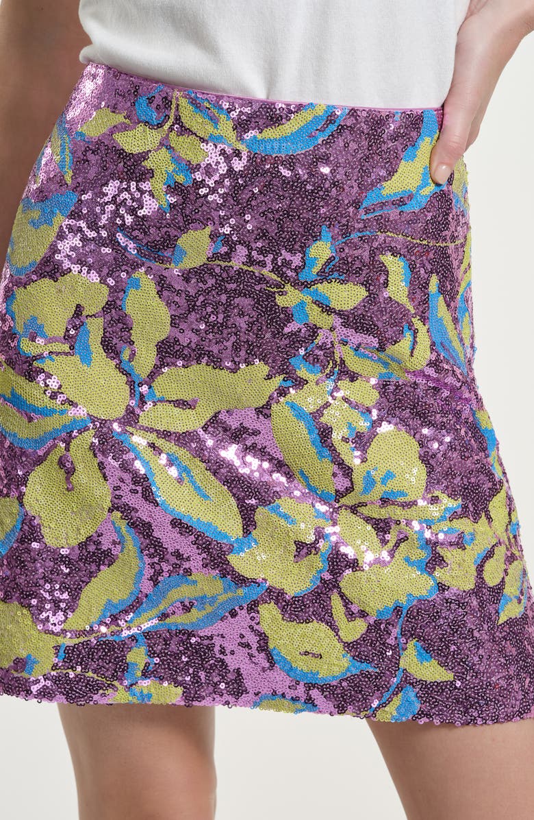 Isaac Mizrahi New York Sequin Floral Miniskirt, Alternate, color, Pink Multi