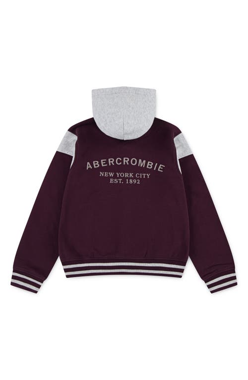 Abercrombie Kids Kids' Colorblock Hooded Fleece Bomber Jacket In Burgundy
