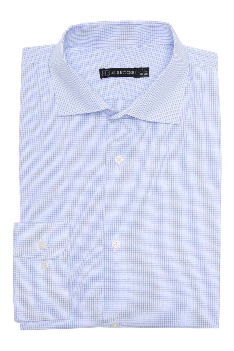 Mini Check Print Dress Shirt, Main, color, LIGHT BLUE