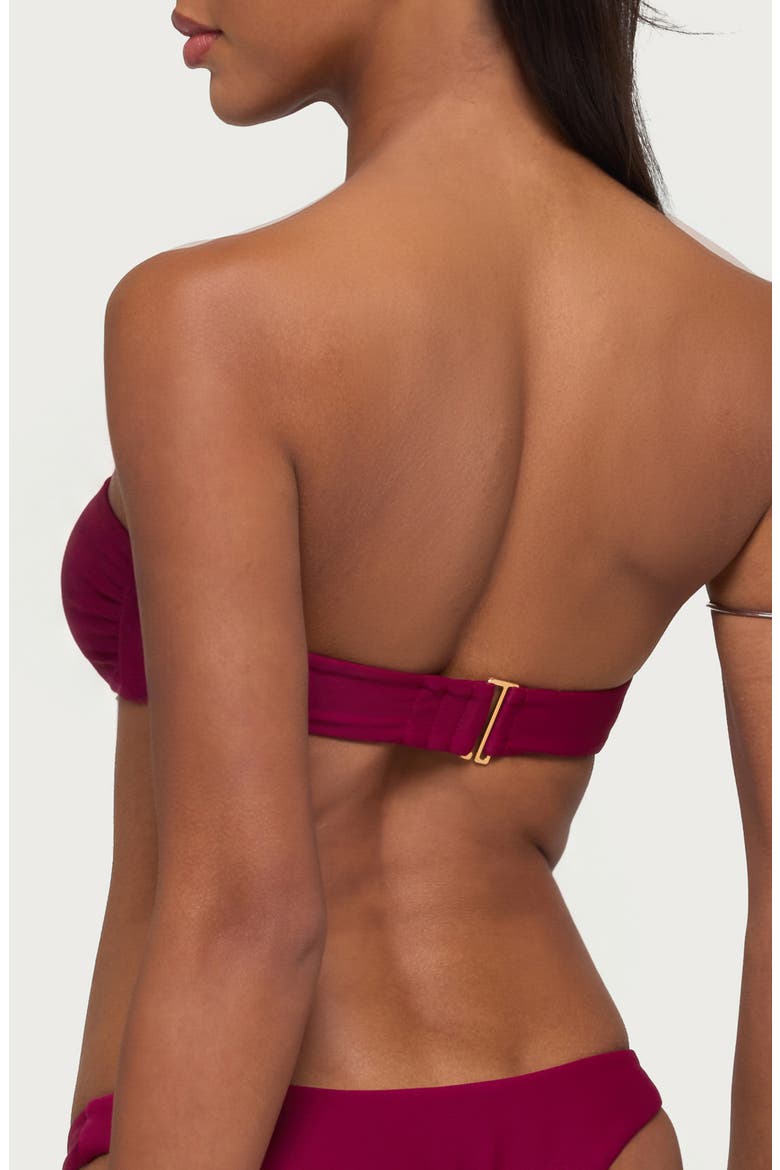 Silvey Bandeau Bikini Top, Alternate, color, BURGUNDY