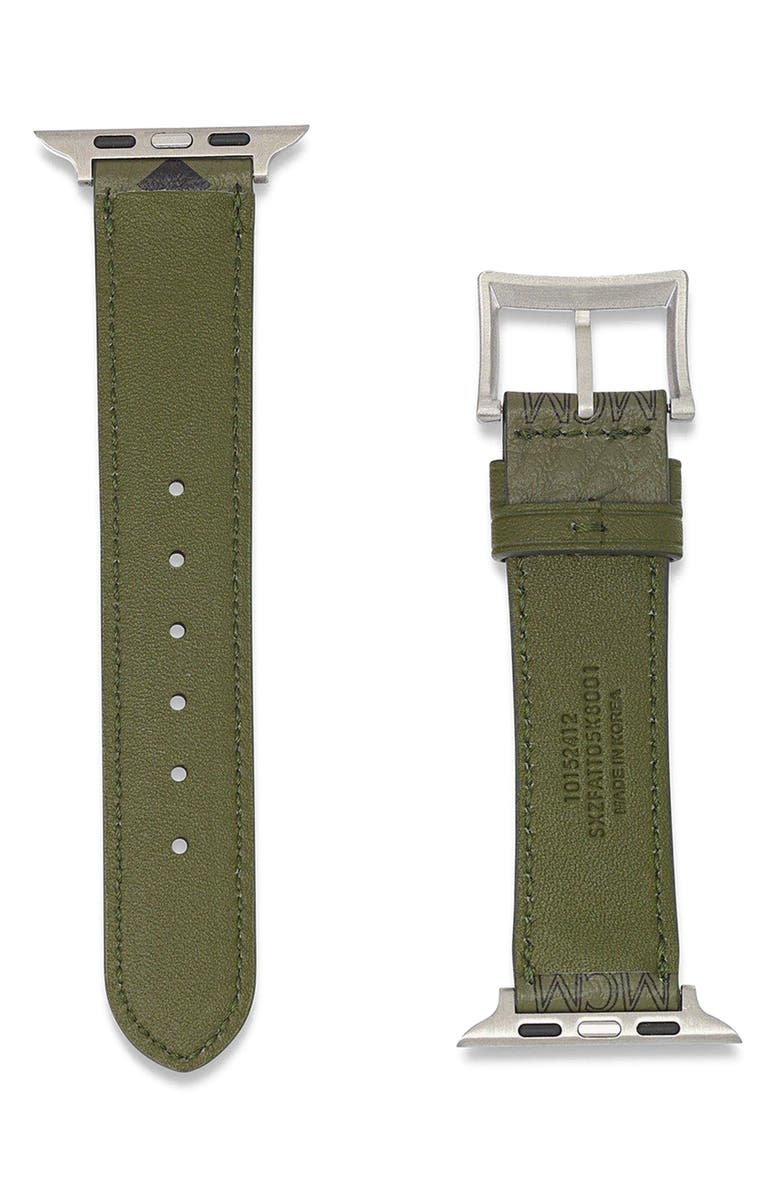 MCM Apple Watch Band in Visetos- M/L, Alternate, color, Green