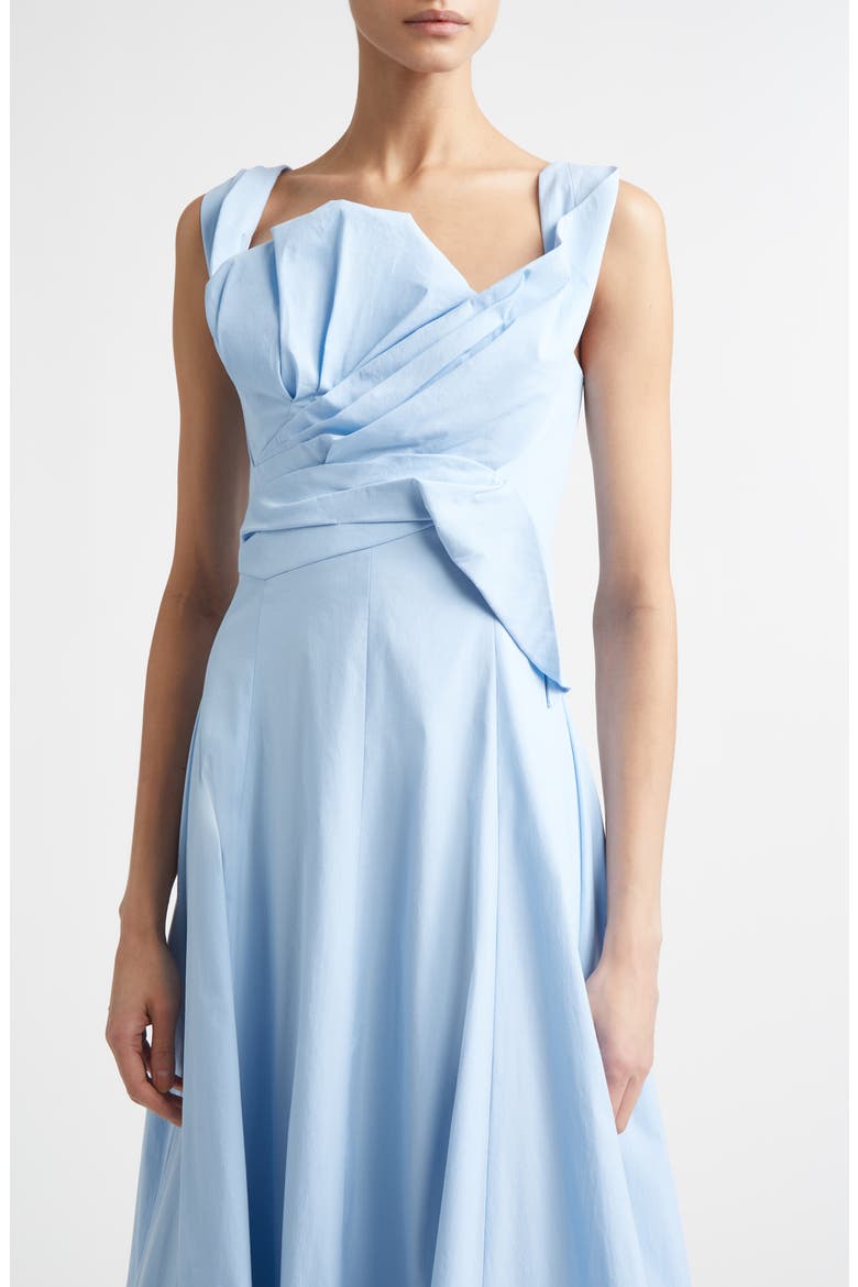 Draped Stretch Poplin Fit & Flare Dress, Alternate, color, OXFORD