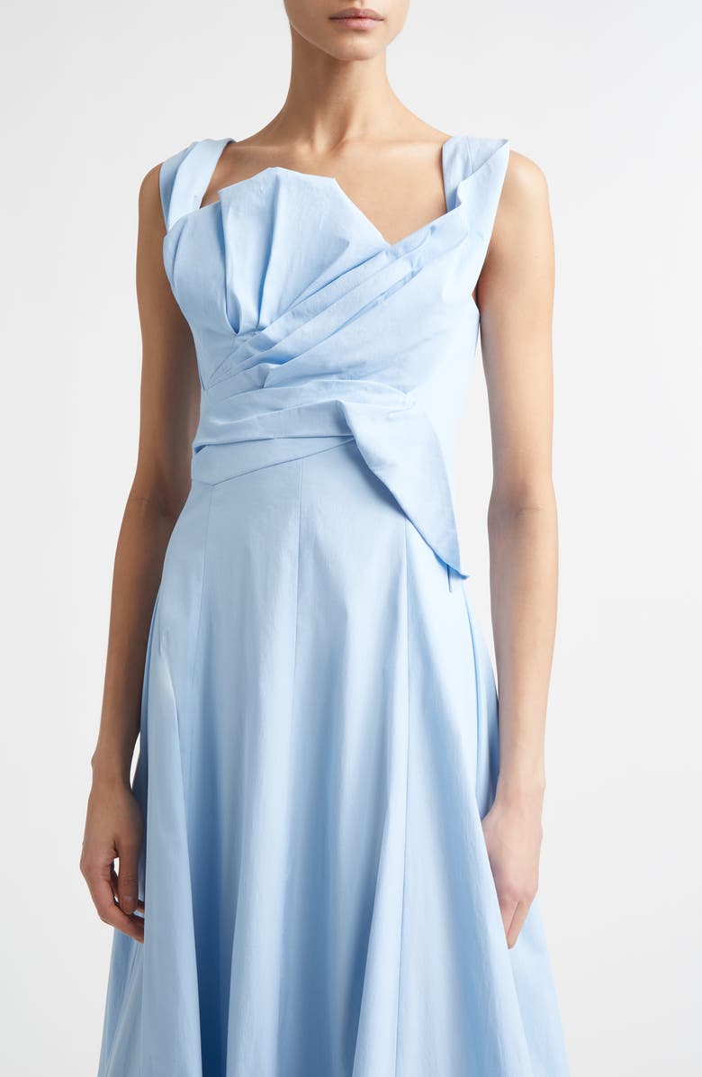 Lela Rose Draped Stretch Poplin Fit & Flare Dress, Alternate, color, Oxford