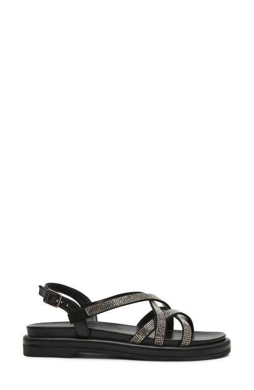 Anne Klein Esmeralda Strappy Sandal In Black Microsuede