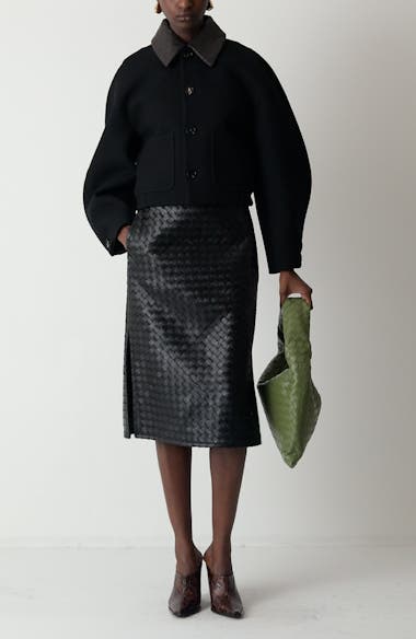 Bottega Veneta Curved Sleeve Crop Jacket with Intrecciato