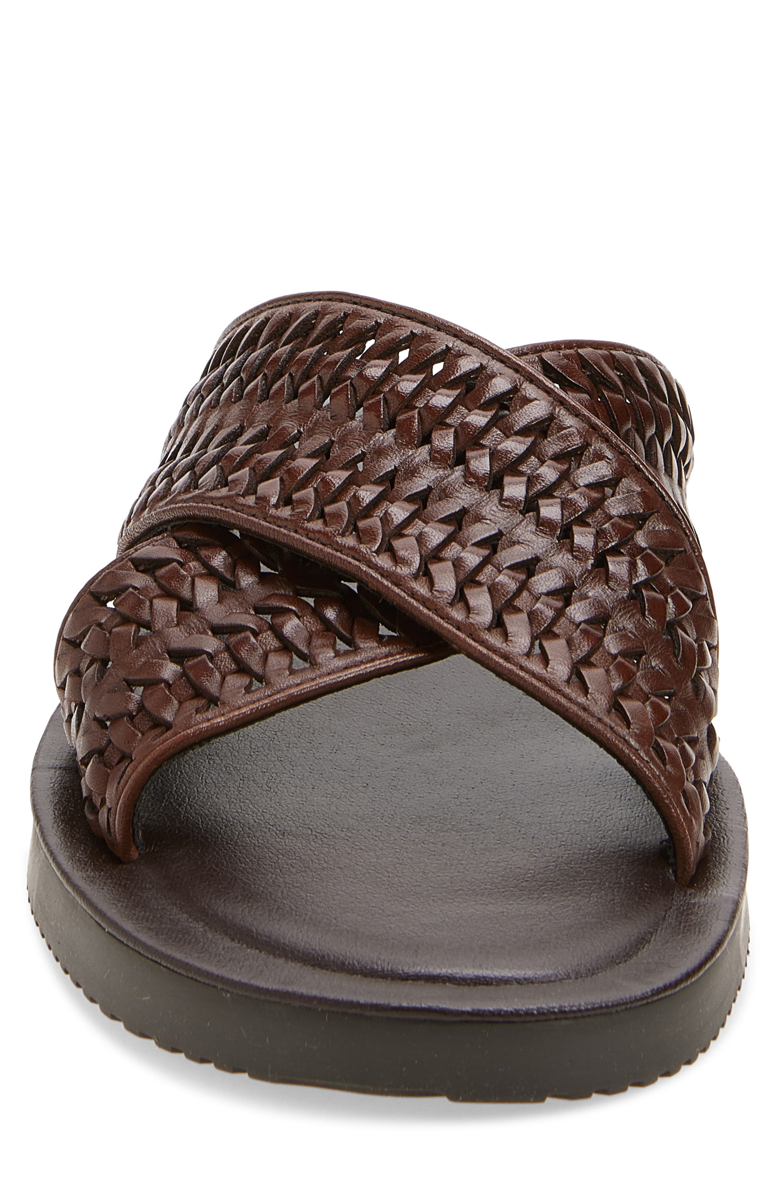 Boweri Woven Strap Slide Sandal, Alternate, color, BROWN LEATHER