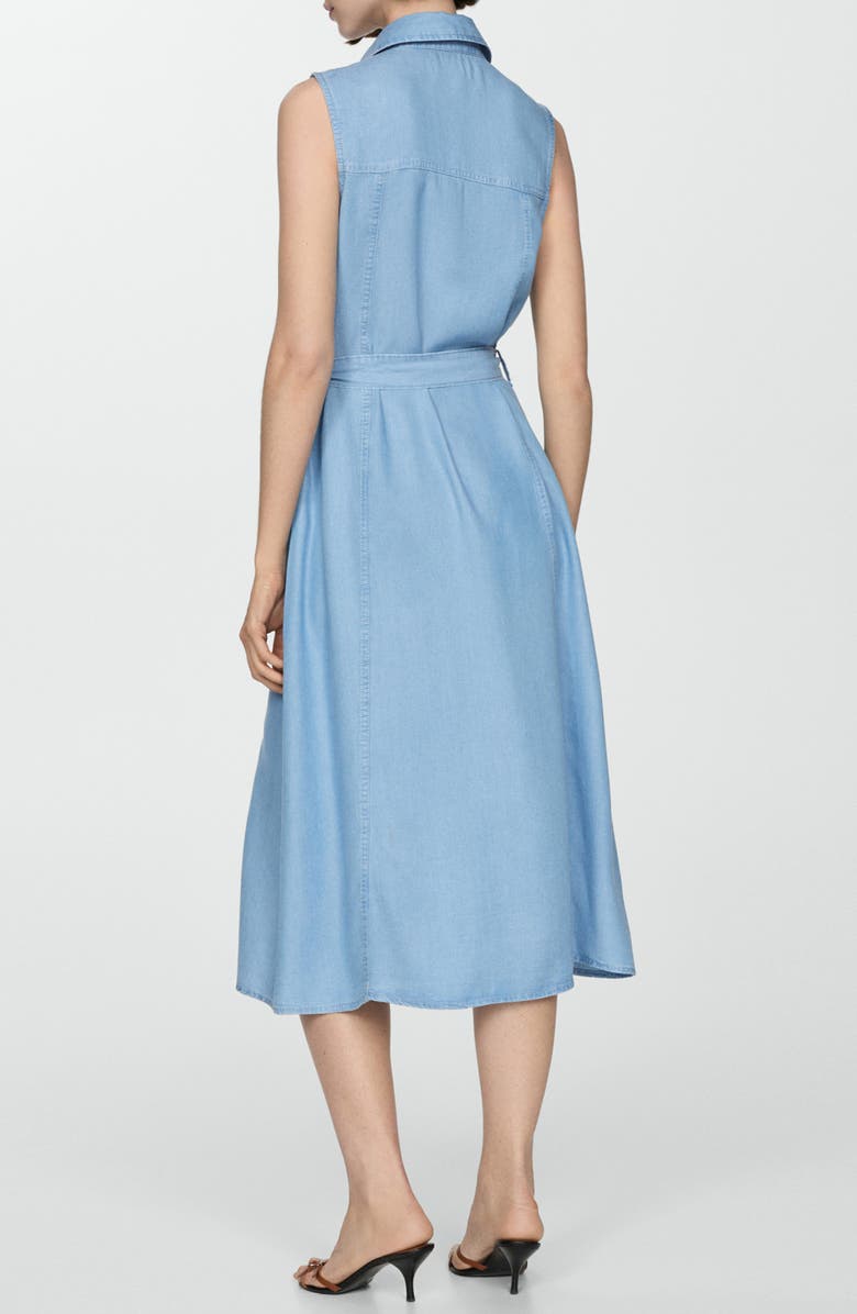 MANGO Tie Waist Sleeveless Shirtdress, Alternate, color, 