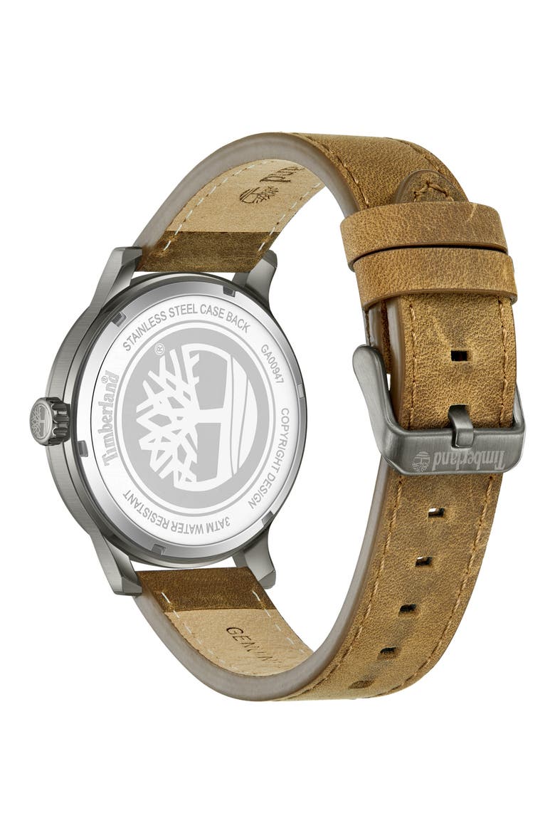 Driscoll Leather Strap Watch, 43mm, Alternate, color, DARK BROWN