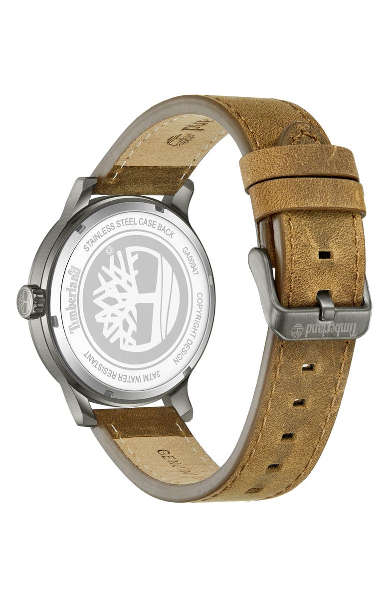 Timberland Driscoll Leather Strap Watch, 43mm, Alternate, color, Dark Brown