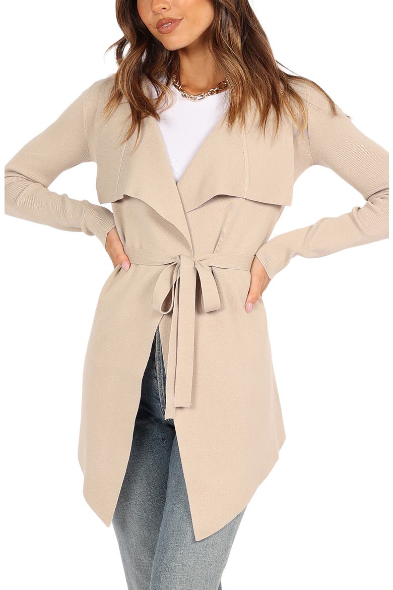 Zimmer Tie Waist Cardigan, Main, color, BEIGE