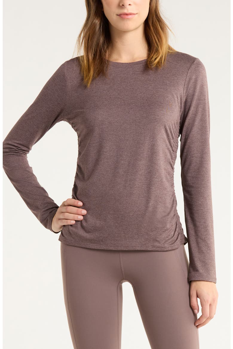 Restore Soft Lite Ruched Long Sleeve T-Shirt, Main, color, GREY PLUM