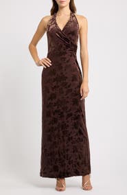 Parker Floral Burnout Halter Neck Maxi Dress