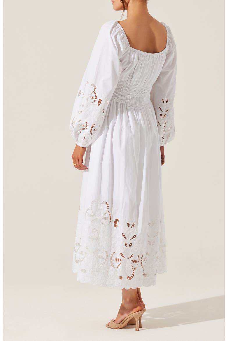 Wisnia Long Sleeve Eyelet Embroidered Dress, Alternate, color, WHITE