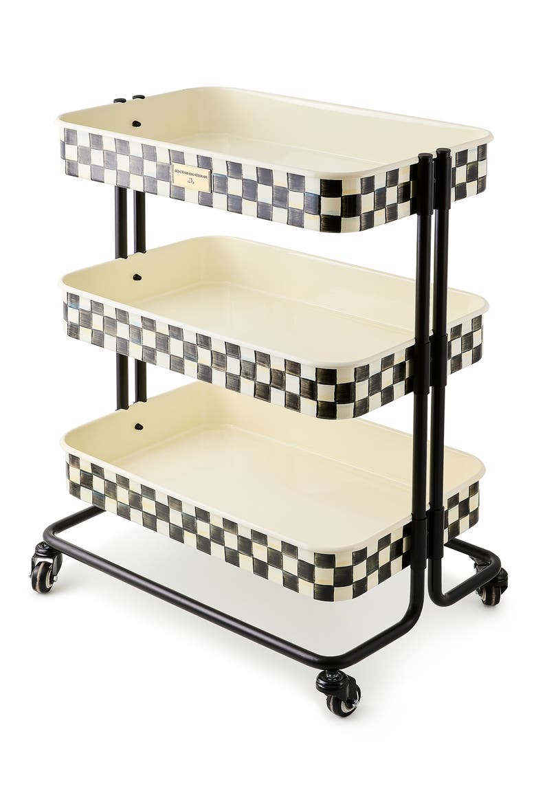 Courtly Check 3-Tier Kitchen Cart, Main, color, COURTLY