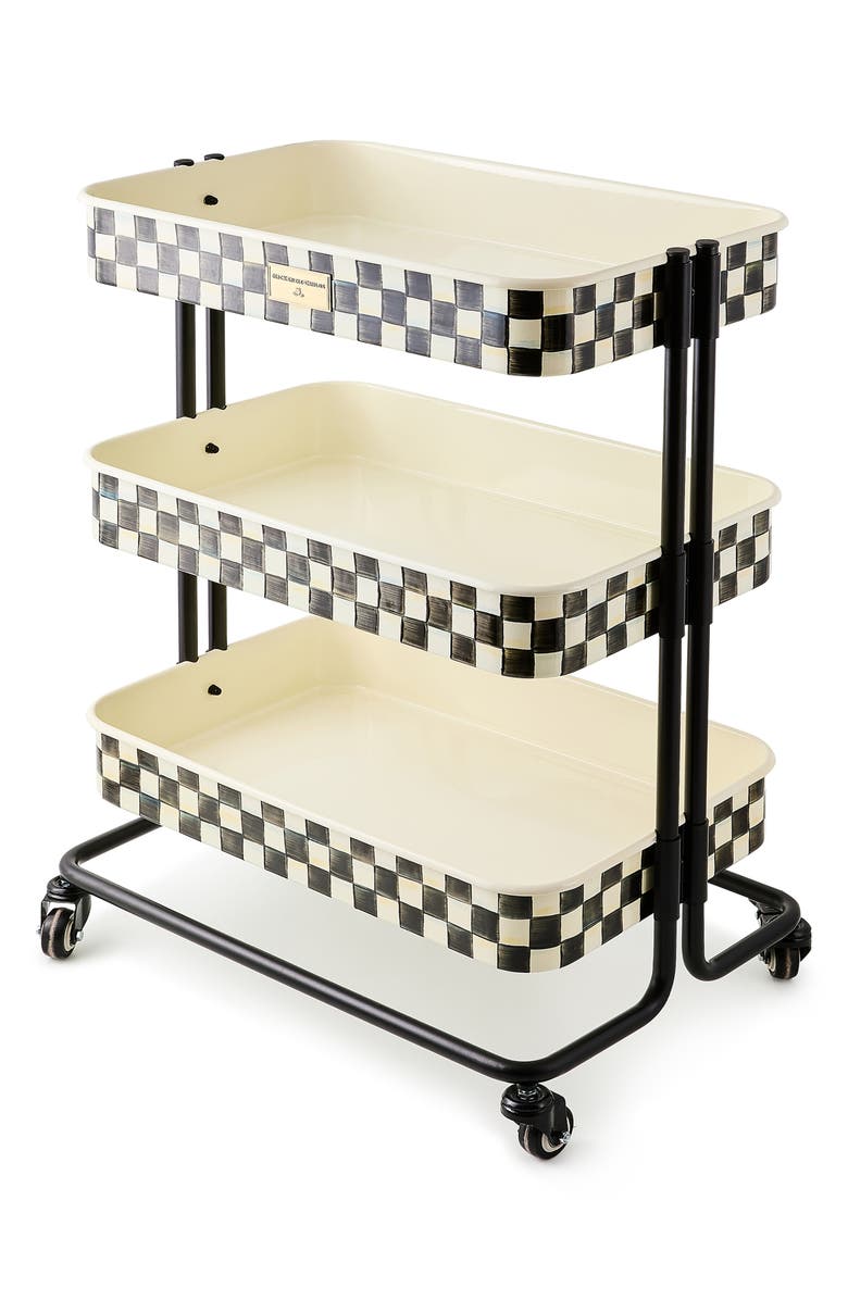 MACKENZIE CHILDS Courtly Check 3-Tier Kitchen Cart, Main, color, Courtly